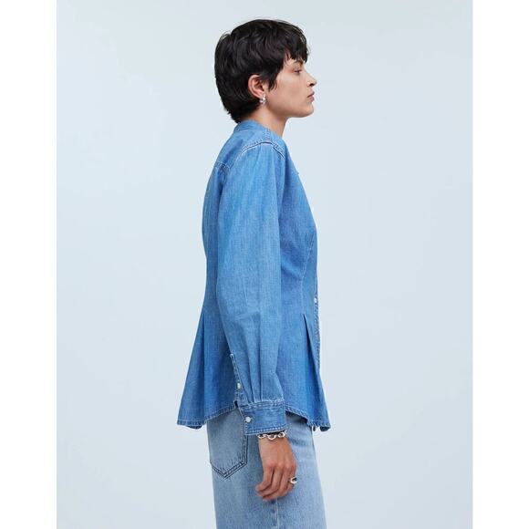 Madewell Chambray Top  Denim Darted Button Up Shirt Winnset Wash Blue NWT Small - Picture 3 of 12
